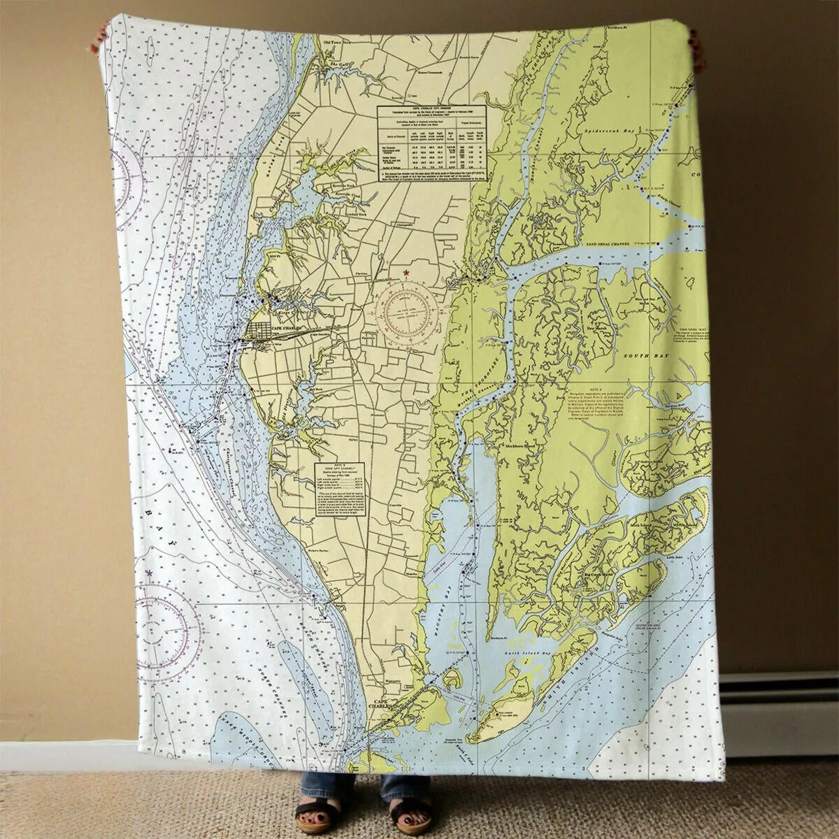Nautical Chart Blankets, Virginia Coastal Maps
