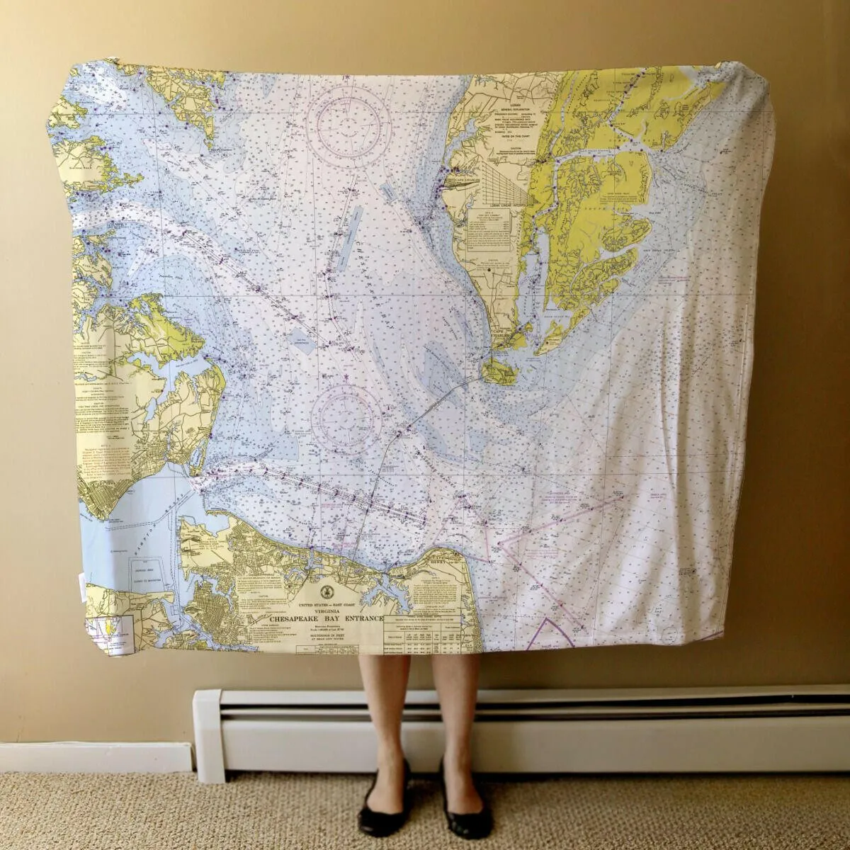 Nautical Chart Blankets, Virginia Coastal Maps