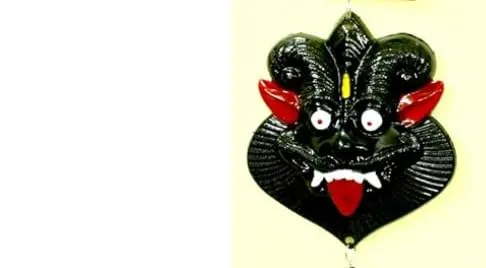 Nazar Battu Evil Eye for Home Entrance | 14 Inch Approx Hard Plastic | Panchmukhi Hanuman Yantra | Wall Hanging Nimbu Mirchi | Mahakal Bhoot Mask | Home, Office Najar Raksha Kavach | Najariya Yantra