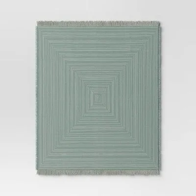 New - Square Patterned Chenille Woven Throw Blanket Light Green - Threshold