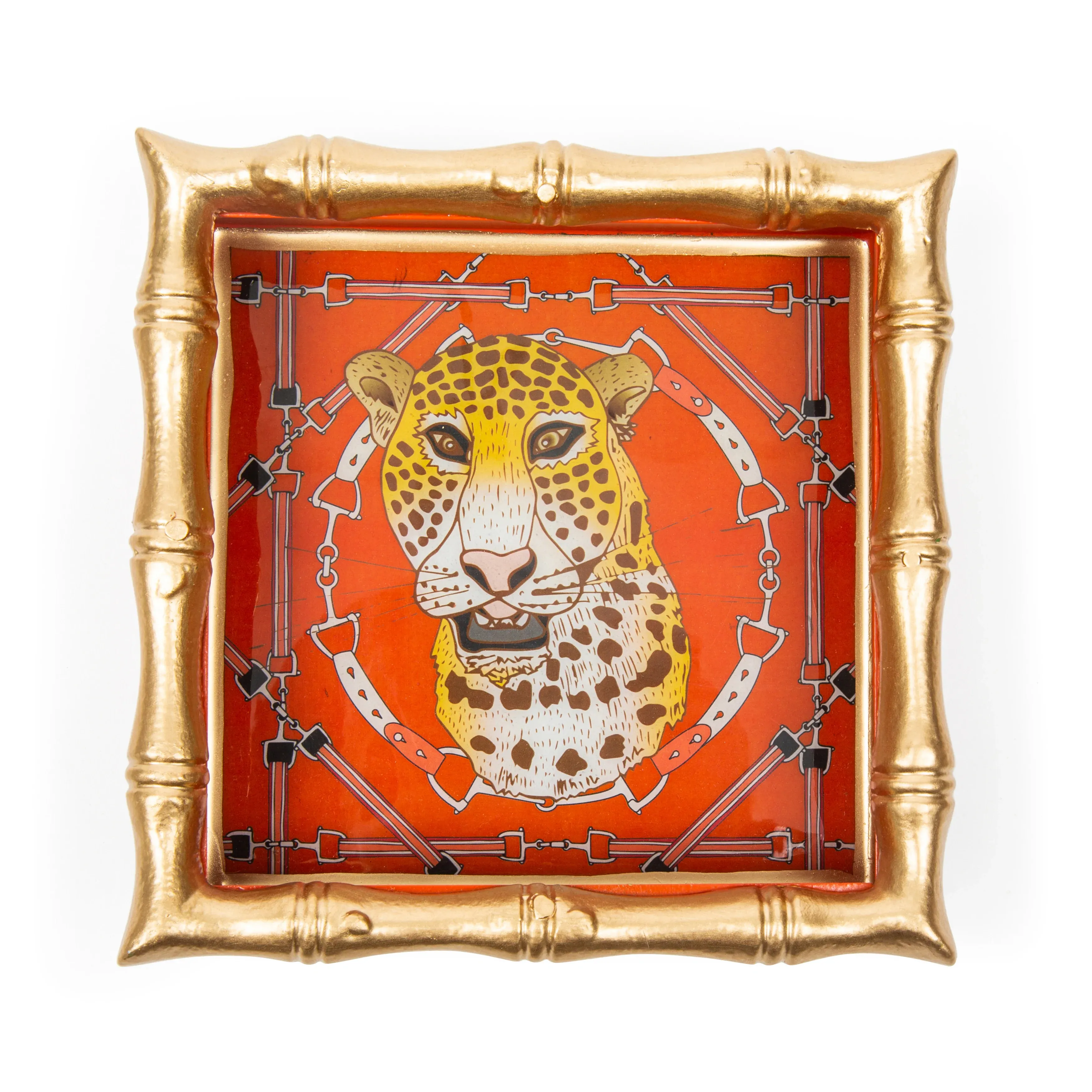 Oscar Cheetah 6x6 Enameled Chang Mai Tray