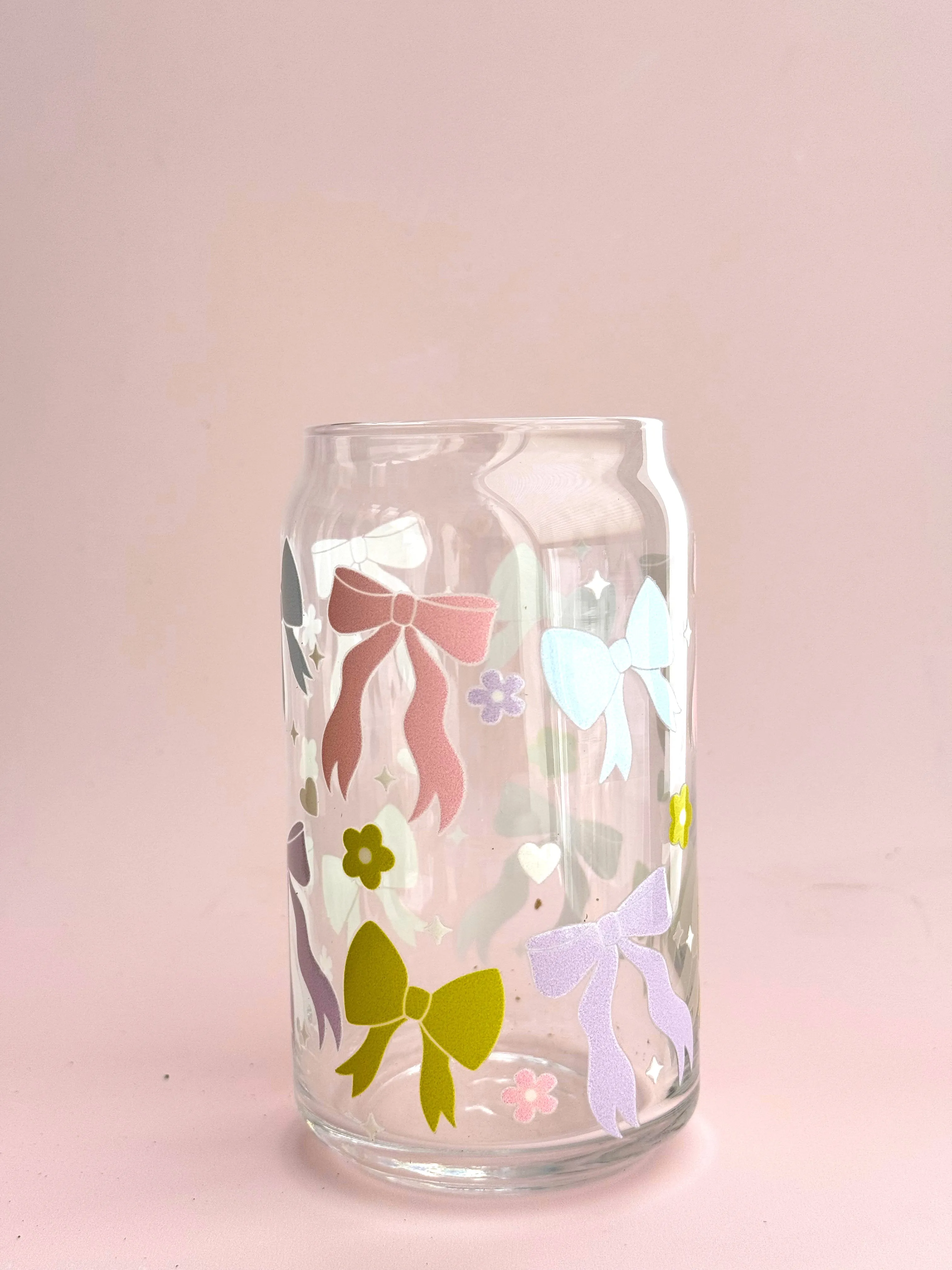 Pastel Bows Glass Cup