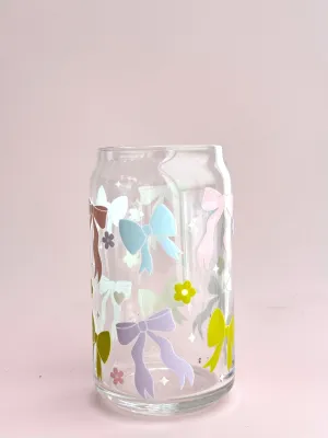 Pastel Bows Glass Cup