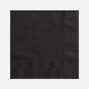 Plain Black Party Napkins