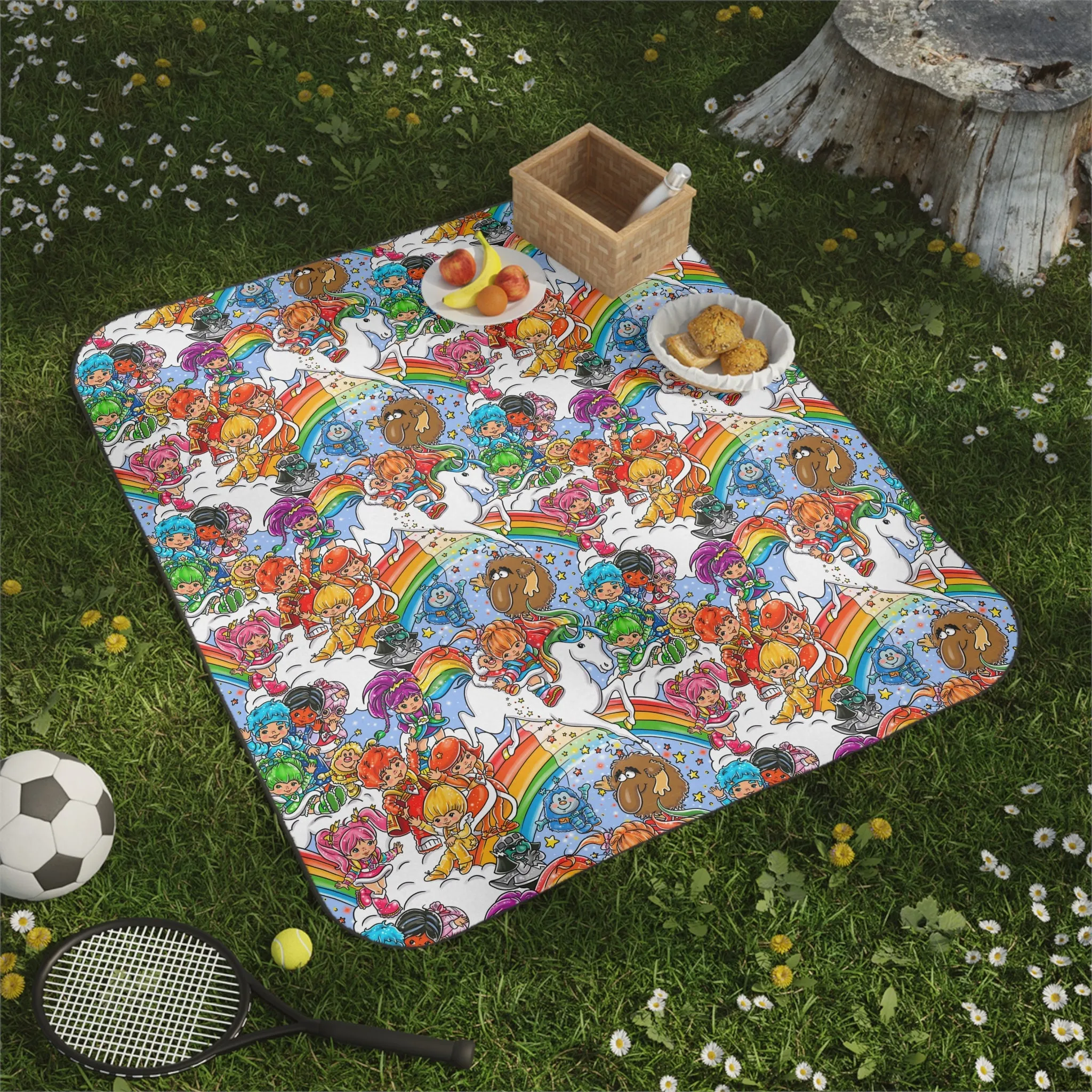 Rainbow Brite Girl Starshine Inspired Custom Hand Drawn Art Picnic Blanket Gift Stadium Game