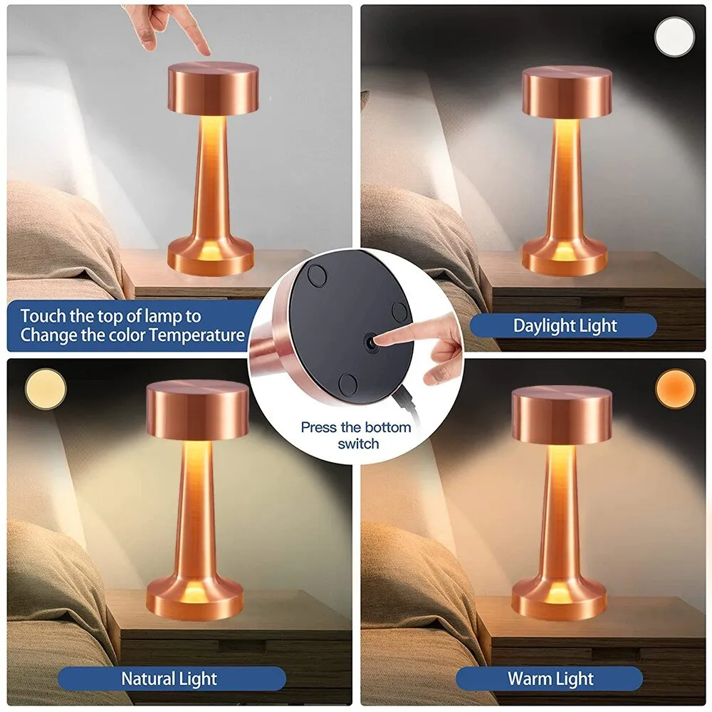 Retro Table Lamp with 3-Color Touch Sensor