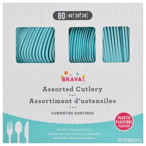 Robins Egg Blue Plastic Assorted Cutlery | 80 ct