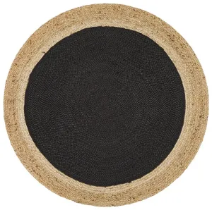 Round Jute Black Rug