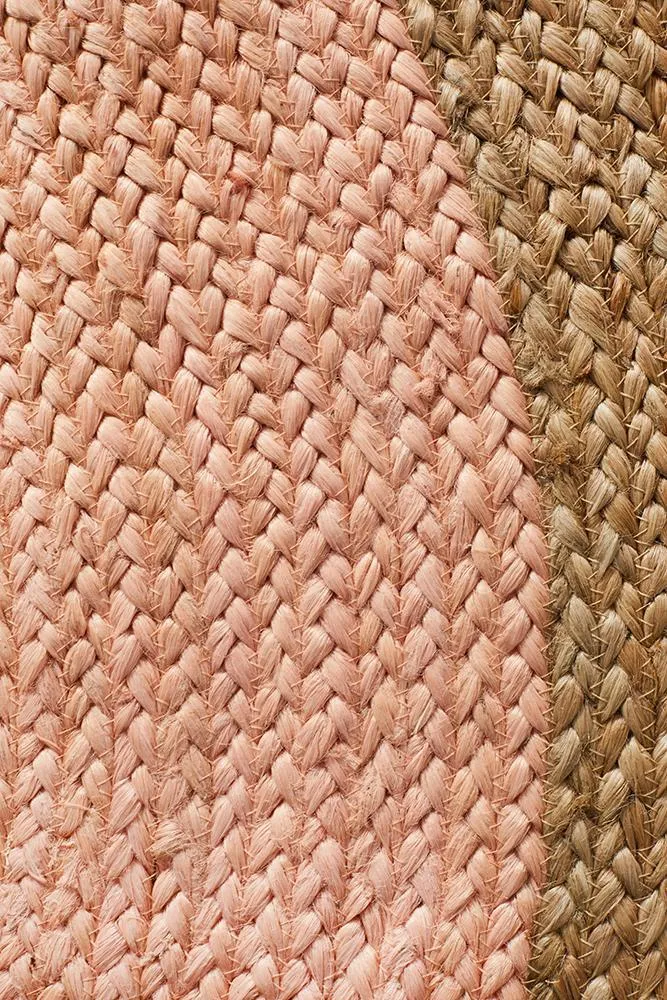 Round Jute Pink Rug