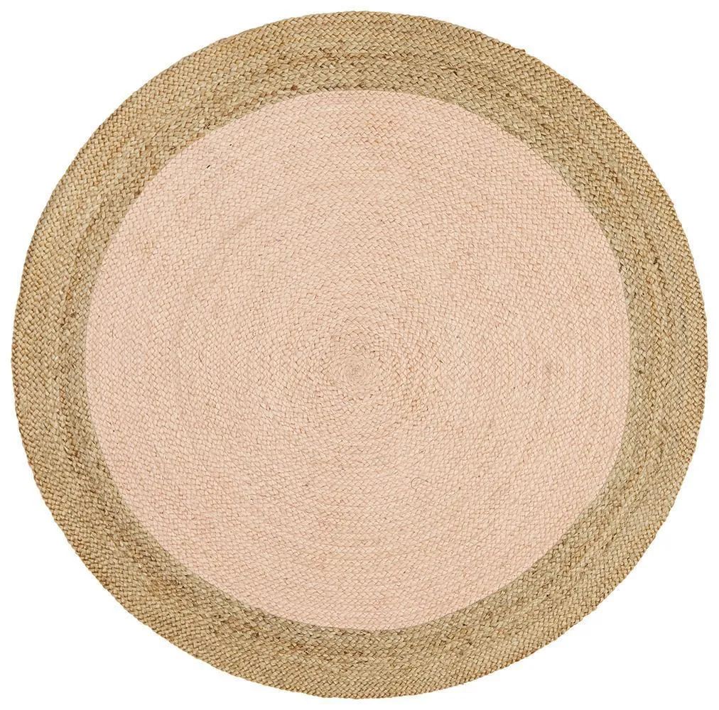 Round Jute Pink Rug