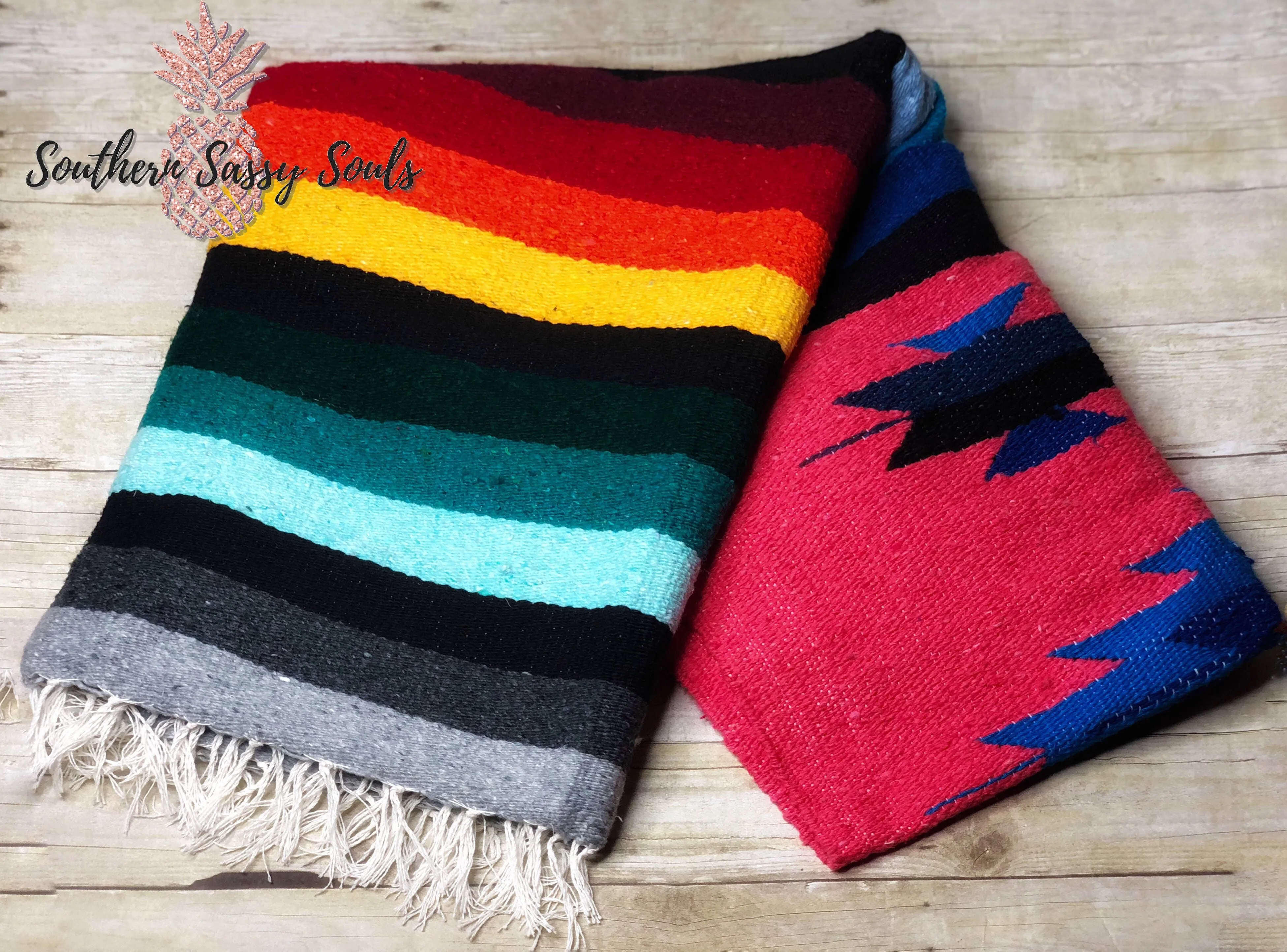 Salmon Diamond Aztec Blankets