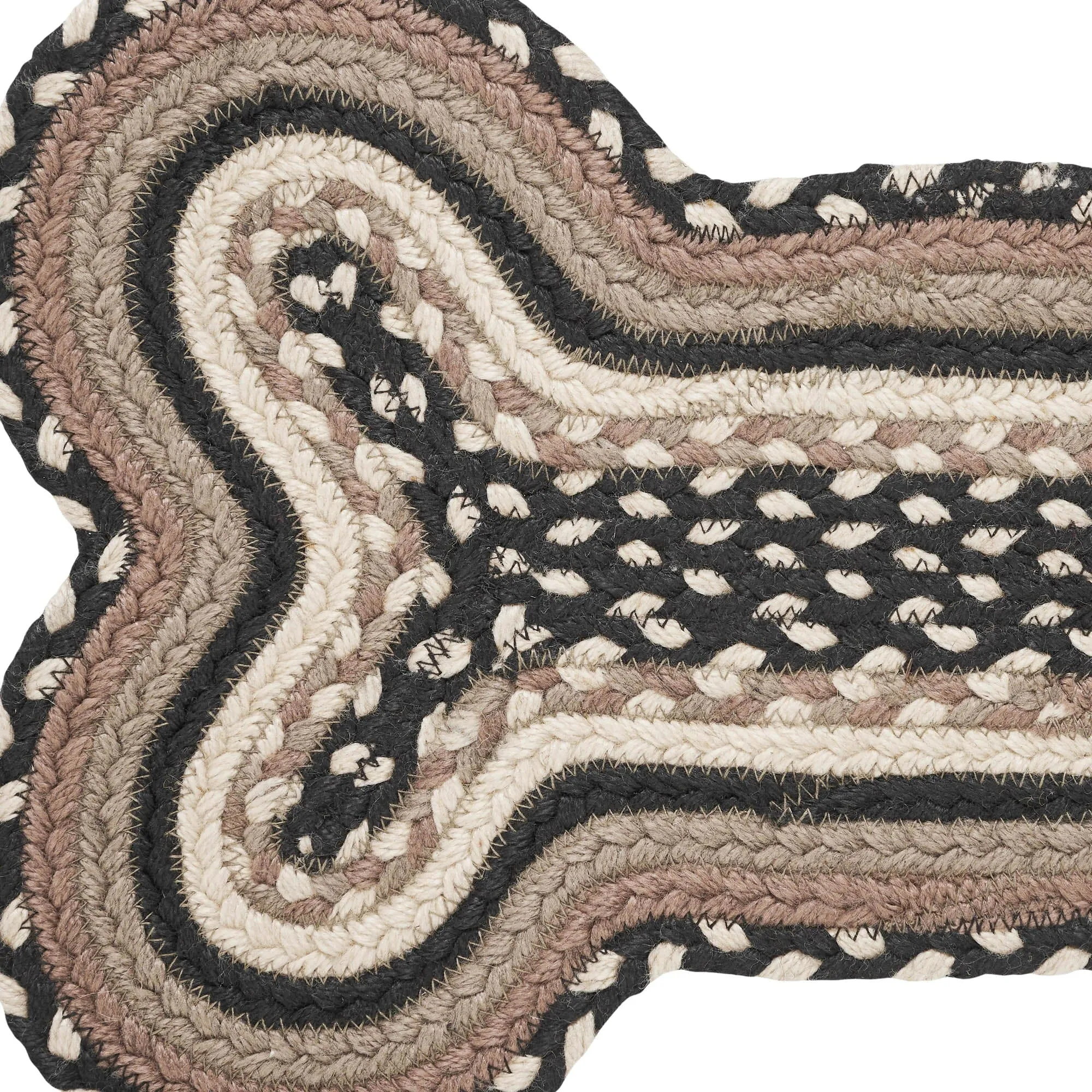 Sawyer Mill Charcoal Small Bone Braided Rug 11.5x17.5"