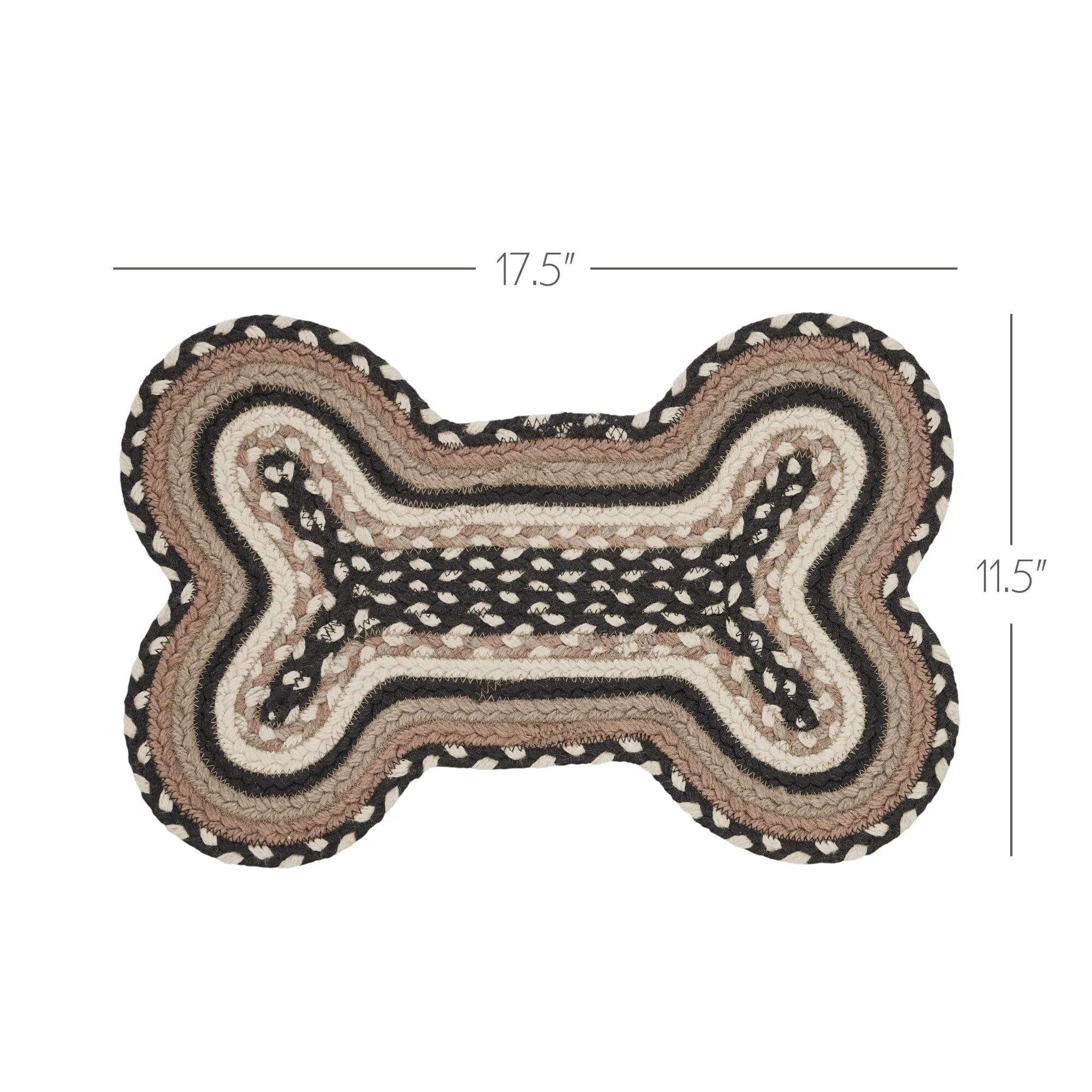 Sawyer Mill Charcoal Small Bone Braided Rug 11.5x17.5"