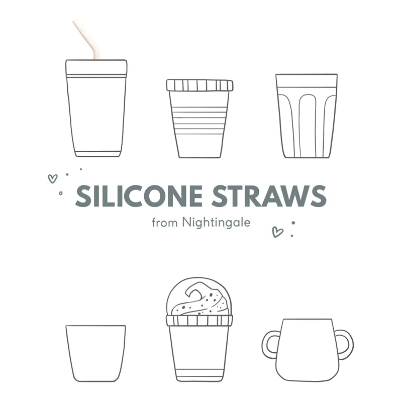 Silicone straw set pack of 6 - Oak multi mix - Canada Stock