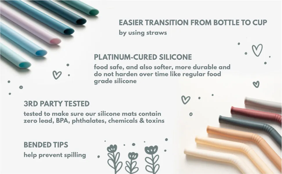 Silicone straw set pack of 6 - Oak multi mix - Canada Stock