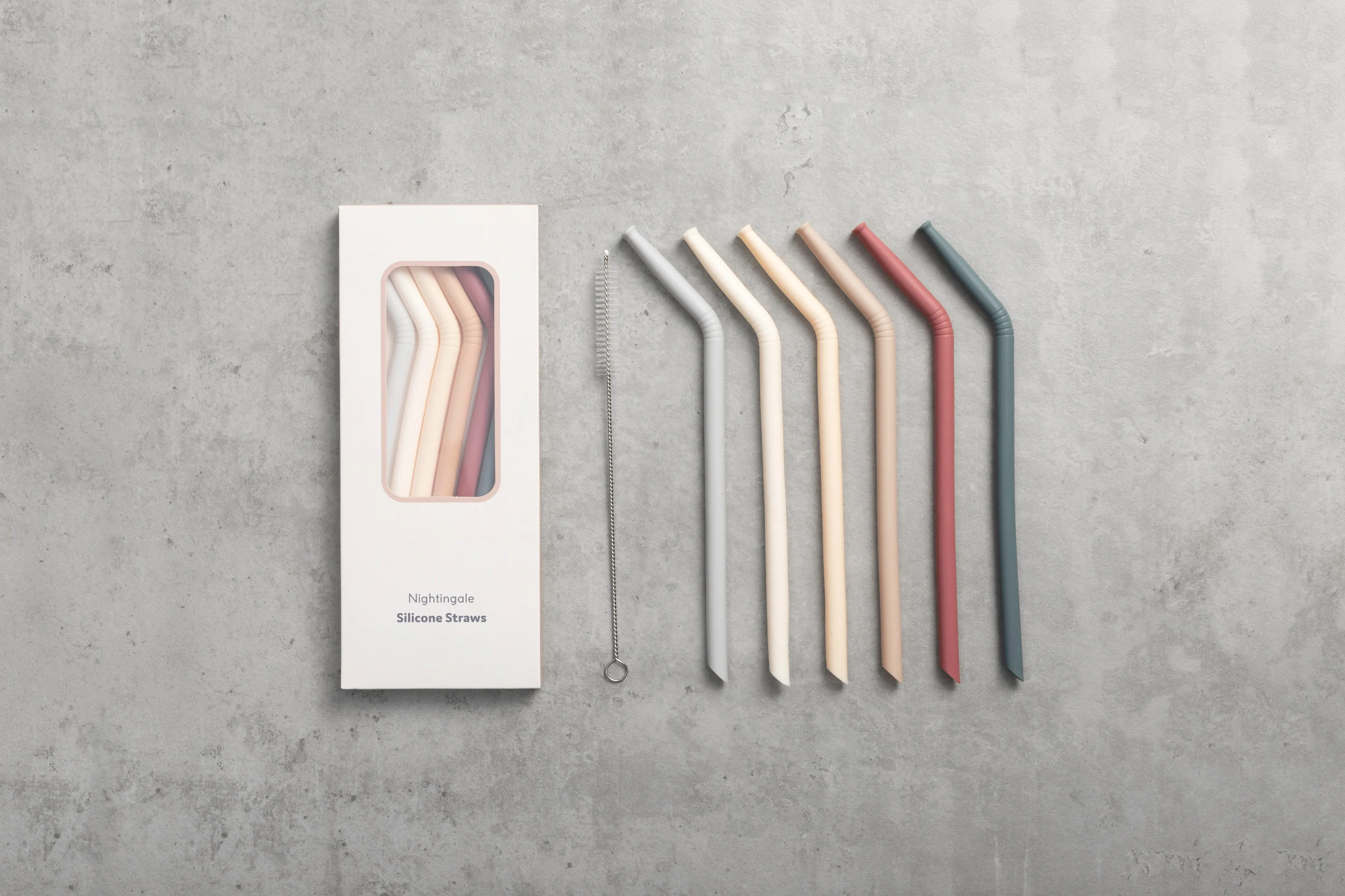 Silicone straw set pack of 6 - Oak multi mix - Canada Stock