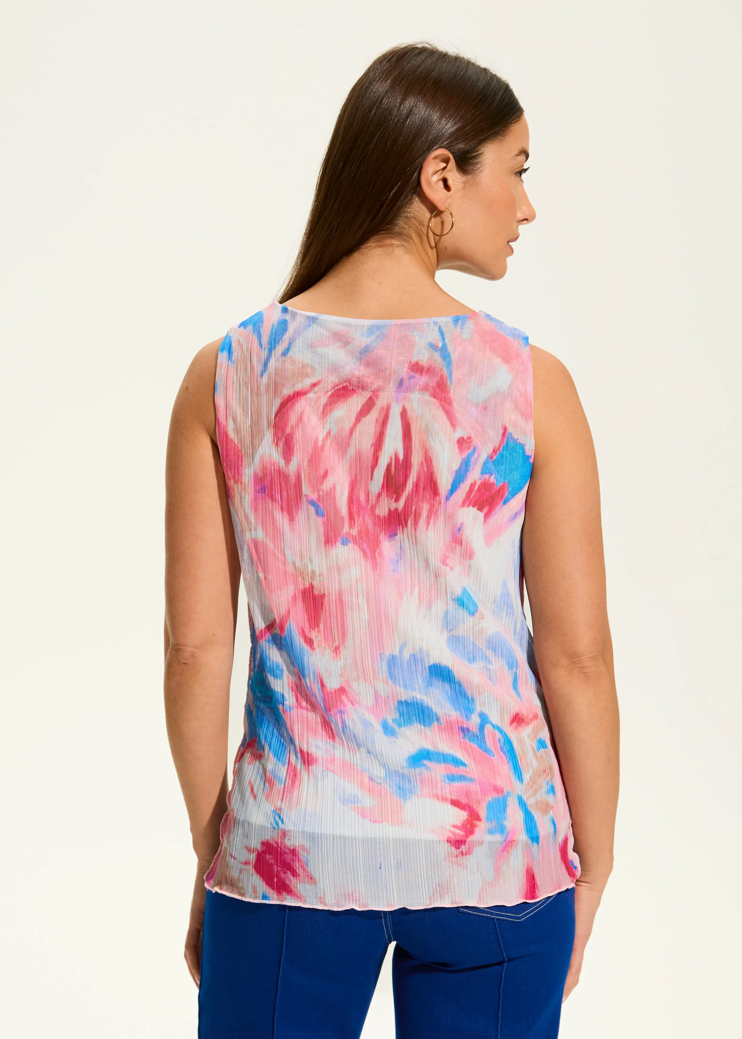 Sleeveless Pleated Mesh Top, Patrizia