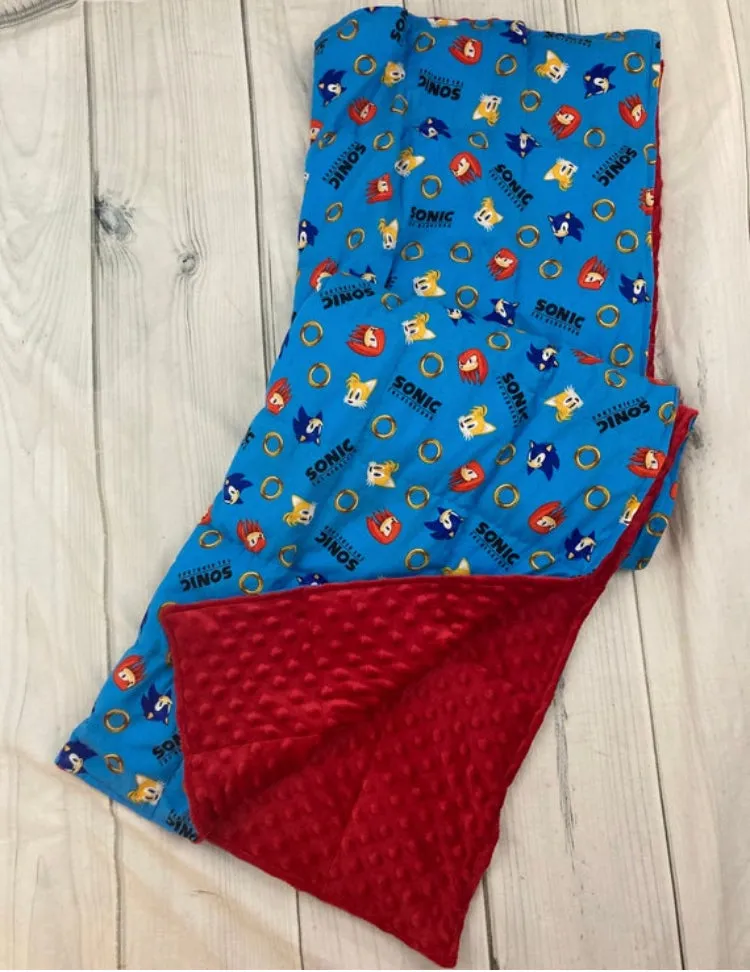 Sonic the Hedgehog Weighted Blanket or Lap Pad Cotton Fabric - Toddler, Child, Teen, Adult -Dot Minky - Anxiety, Sleep.