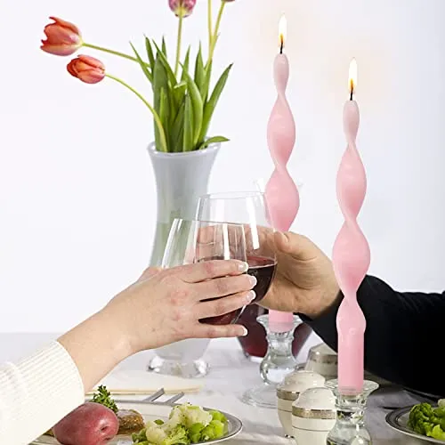 Spiral Taper Candle Smokeless Candles Pink Candlestick 10 INCH Cute Candle Stick Unscented Twisted Candlesticks Long Tapered Candles for Dinner Home Décor Weddings Festive Gifts