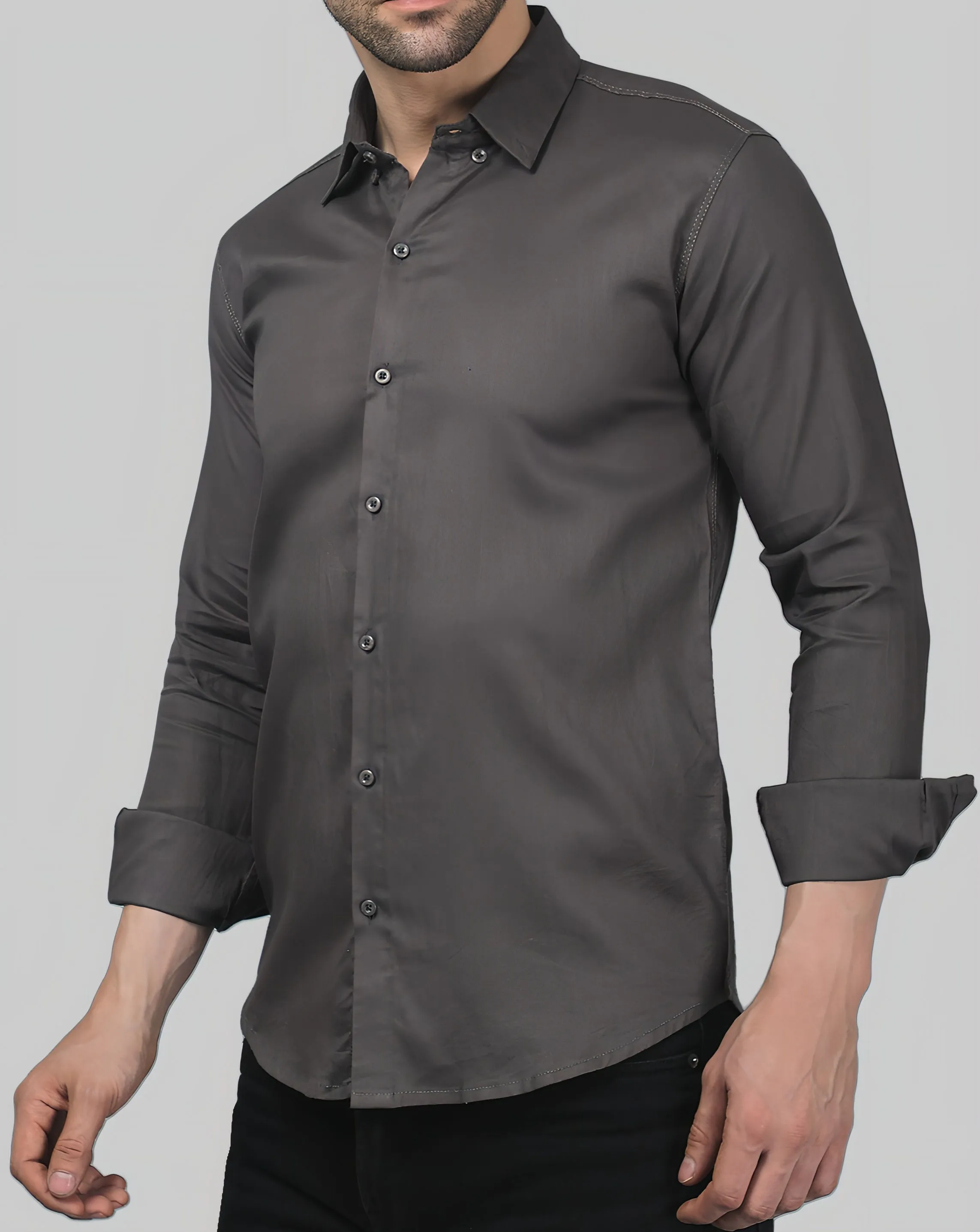 Sporty-luxe Grey Men's Shirt