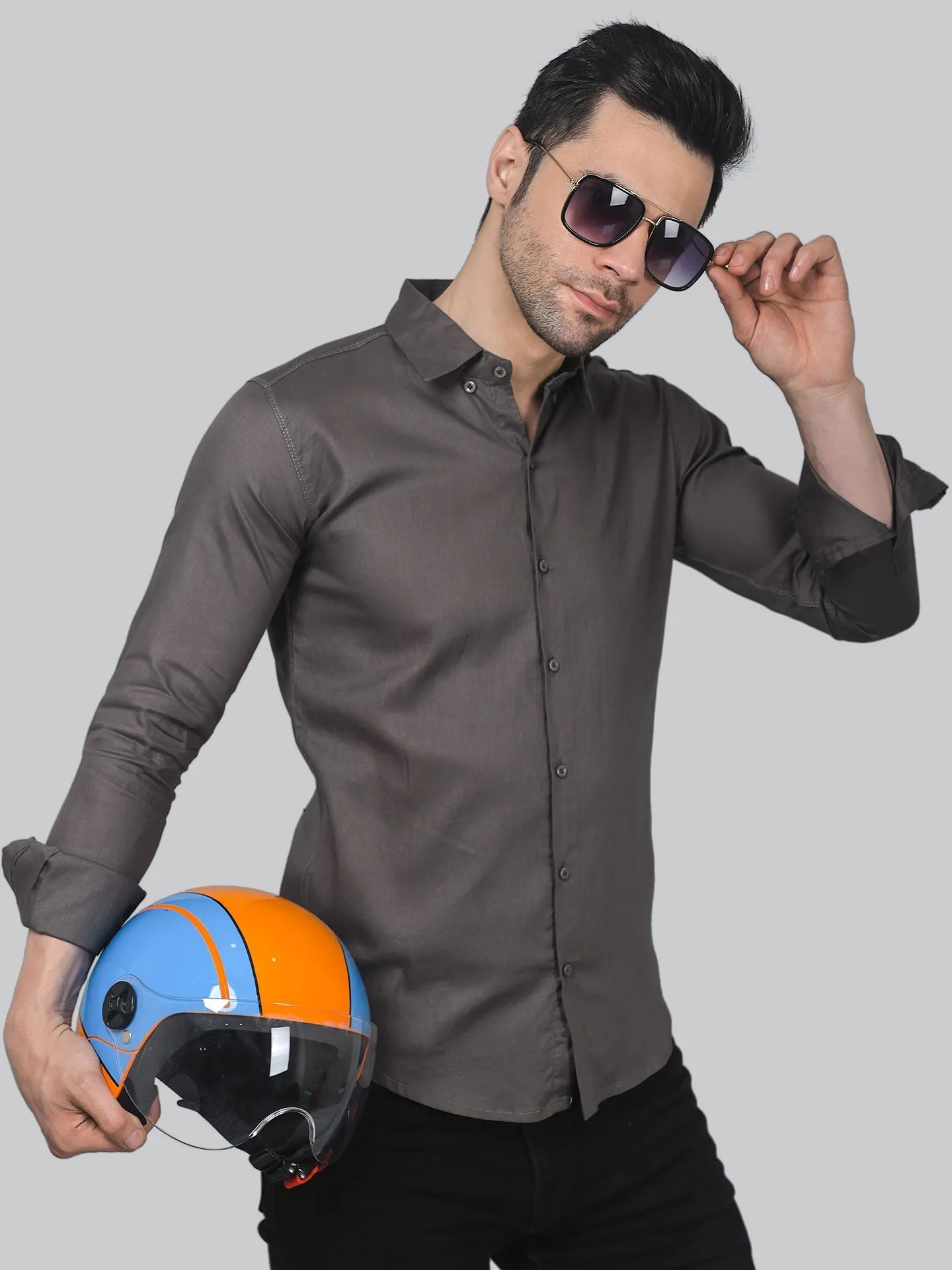 Sporty-luxe Grey Men's Shirt