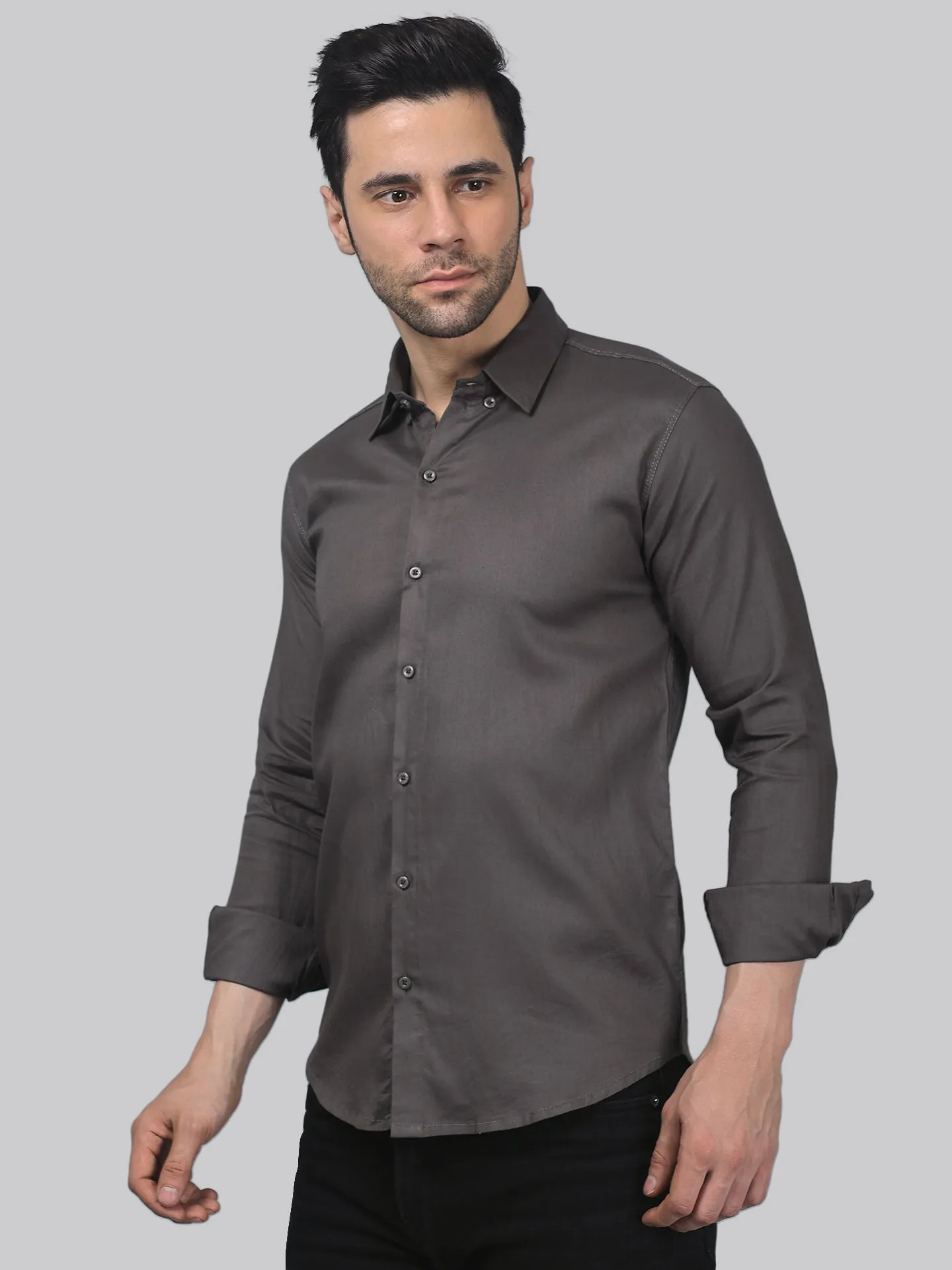 Sporty-luxe Grey Men's Shirt