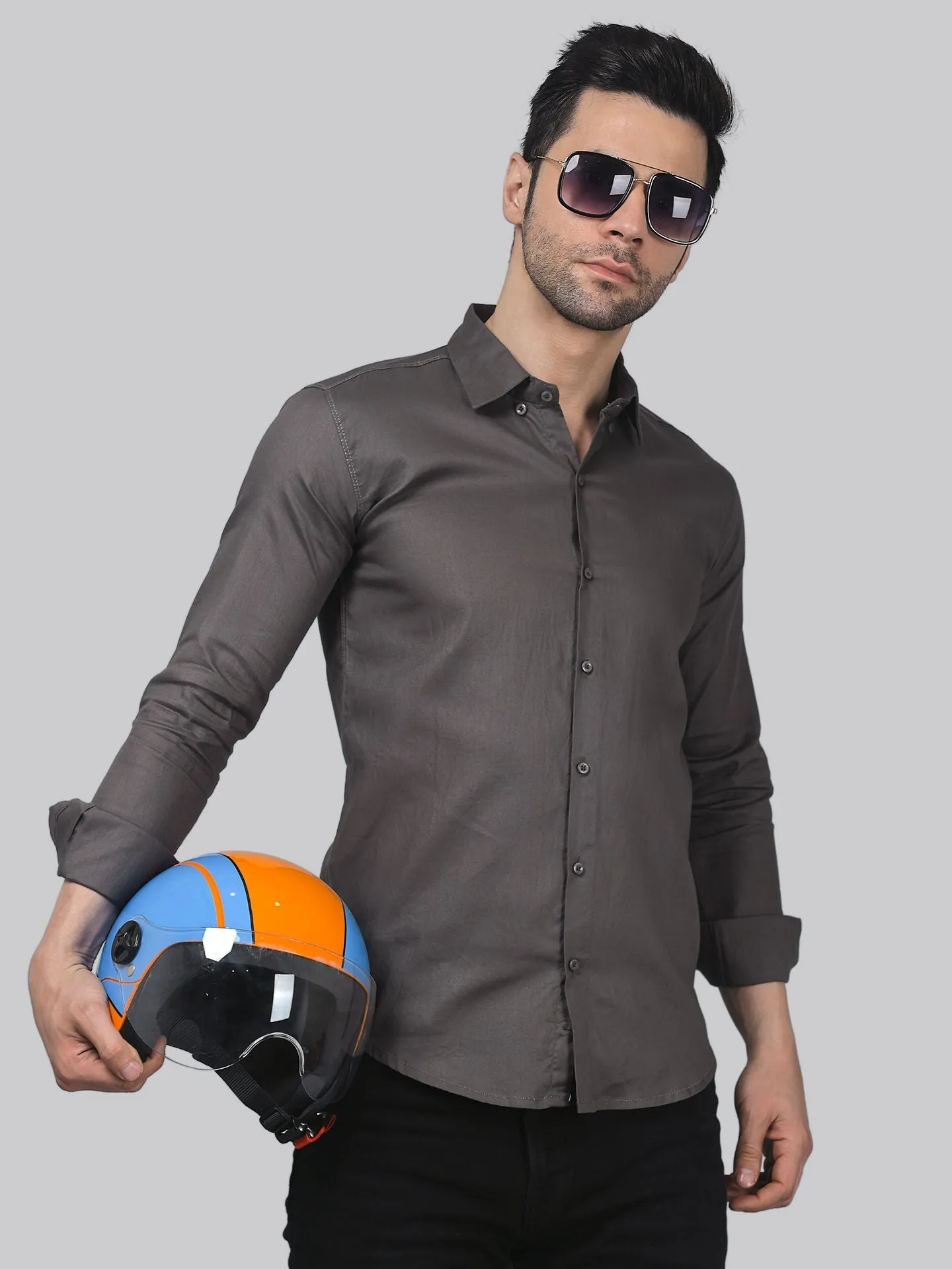 Sporty-luxe Grey Men's Shirt