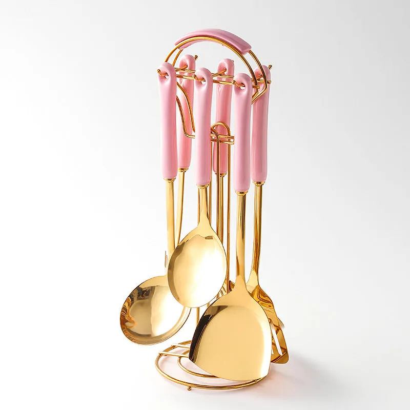 Stainless Steel & Gold Kitchen Utensils Set
