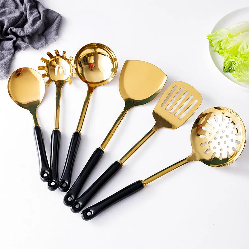 Stainless Steel & Gold Kitchen Utensils Set