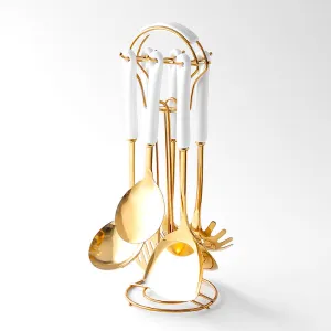 Stainless Steel & Gold Kitchen Utensils Set