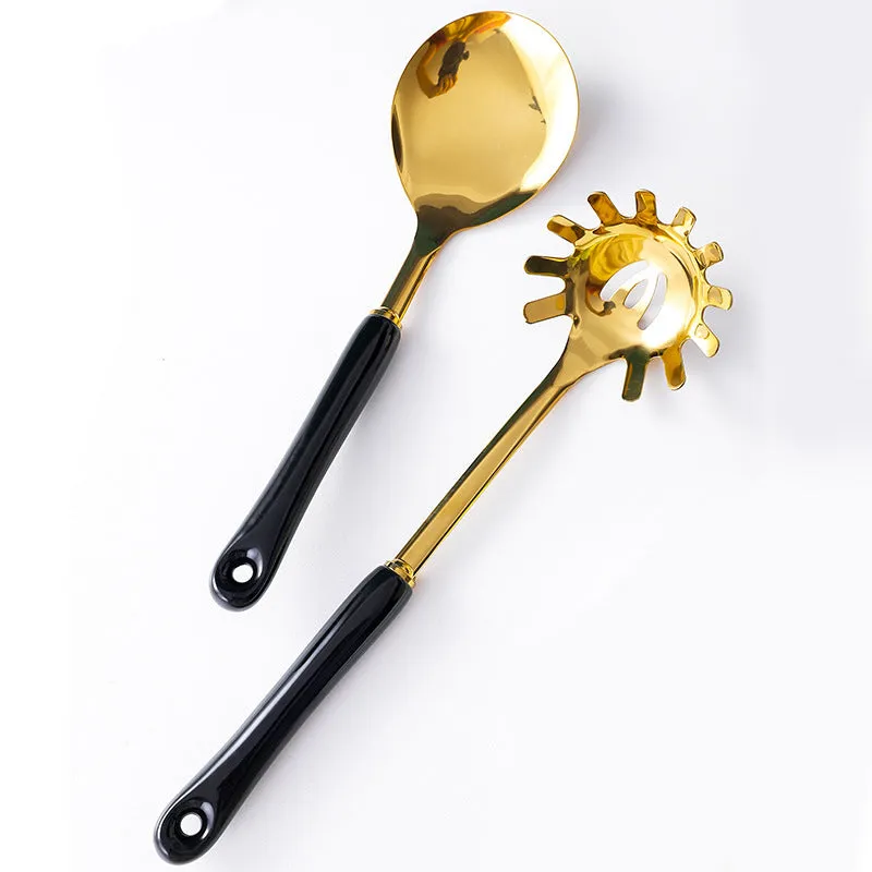 Stainless Steel & Gold Kitchen Utensils Set