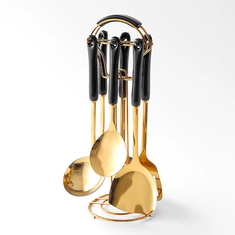 Stainless Steel & Gold Kitchen Utensils Set