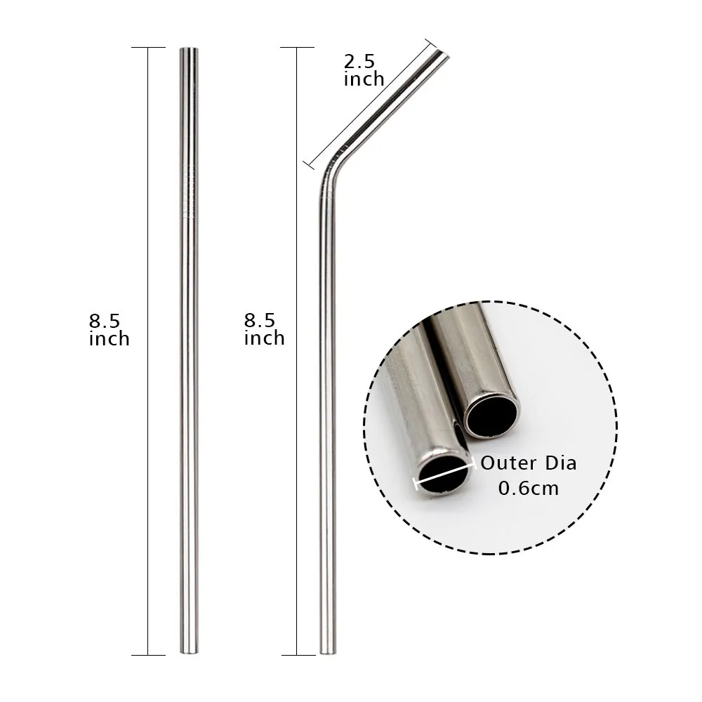 Stainless Steel Straws (2 Straight   2 Bent)