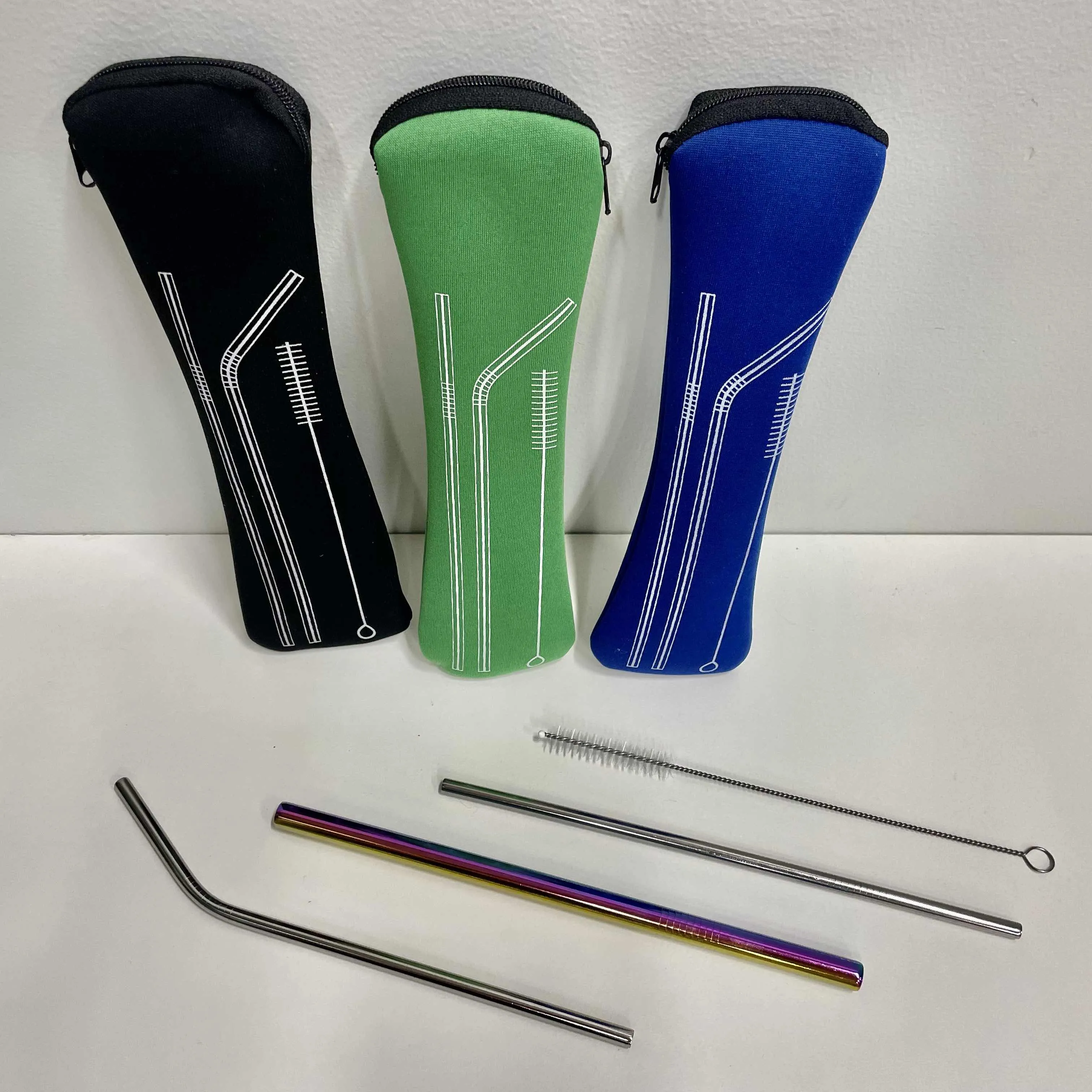 Straw Set Pouch Black 4pc