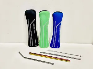 Straw Set Pouch Black 4pc