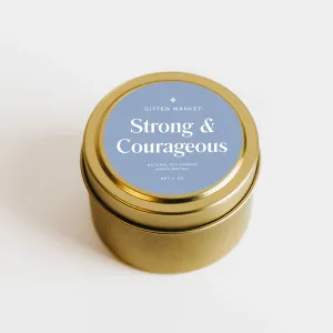Strong & Courageous Gold Travel Candle