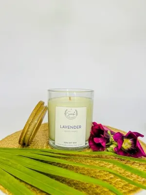 Suneh Soy Wax Scented Candle, 450 gm, 50-60 Hrs | Aroma Therapy Votive Jar Candles Big Size | Scented Candles for Home Decor Gift Set | Lavender Fragrance (Pack of 2)-Bazar