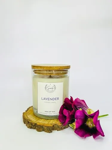 Suneh Soy Wax Scented Candle, 450 gm, 50-60 Hrs | Aroma Therapy Votive Jar Candles Big Size | Scented Candles for Home Decor Gift Set | Lavender Fragrance (Pack of 2)-Bazar