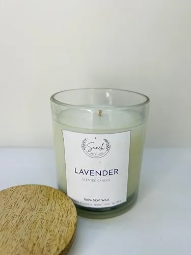 Suneh Soy Wax Scented Candle, 450 gm, 50-60 Hrs | Aroma Therapy Votive Jar Candles Big Size | Scented Candles for Home Decor Gift Set | Lavender Fragrance (Pack of 2)-Bazar