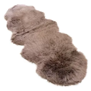 Taupe - Double Length (180 x 65cm) - Long Wool Sheepskin Rug - Australian Merino Sheepskin