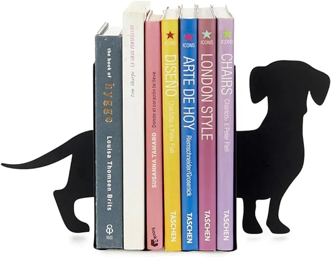 Techel Dog Black Metal Bookends