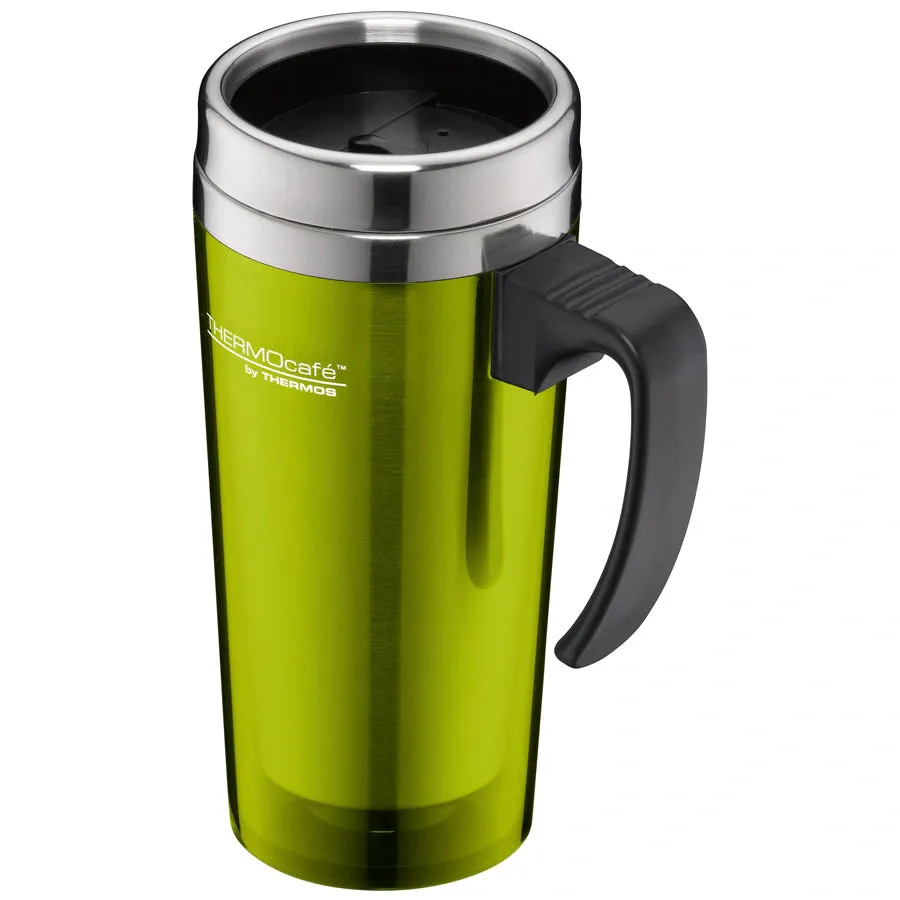Thermos Stainless Steel With Plastic Cover Drinking Mug 400 ml (Lime Green)
