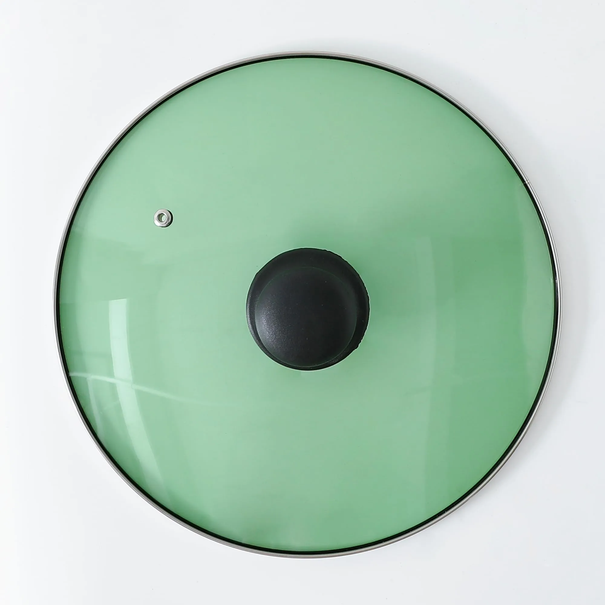 UMAI Glass Pot Lid (1Pcs - 18cm) | Toughened Glass Lid with Stainless Steel Rim & Knob | Lids For Utensils | Glass Lid For Pan Glass | Lids For Kadai | Universal Lid For Utensils(Green)