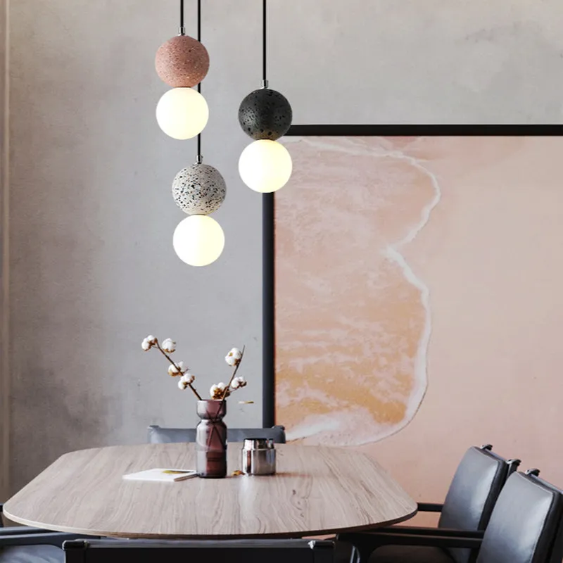 Valentina Modern Bulbs Small LED Pendant Lamps Black White Glass Dining Table