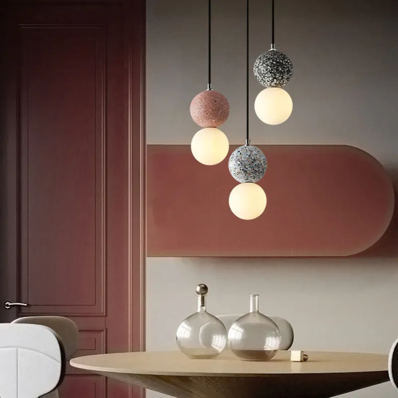 Valentina Modern Bulbs Small LED Pendant Lamps Black White Glass Dining Table