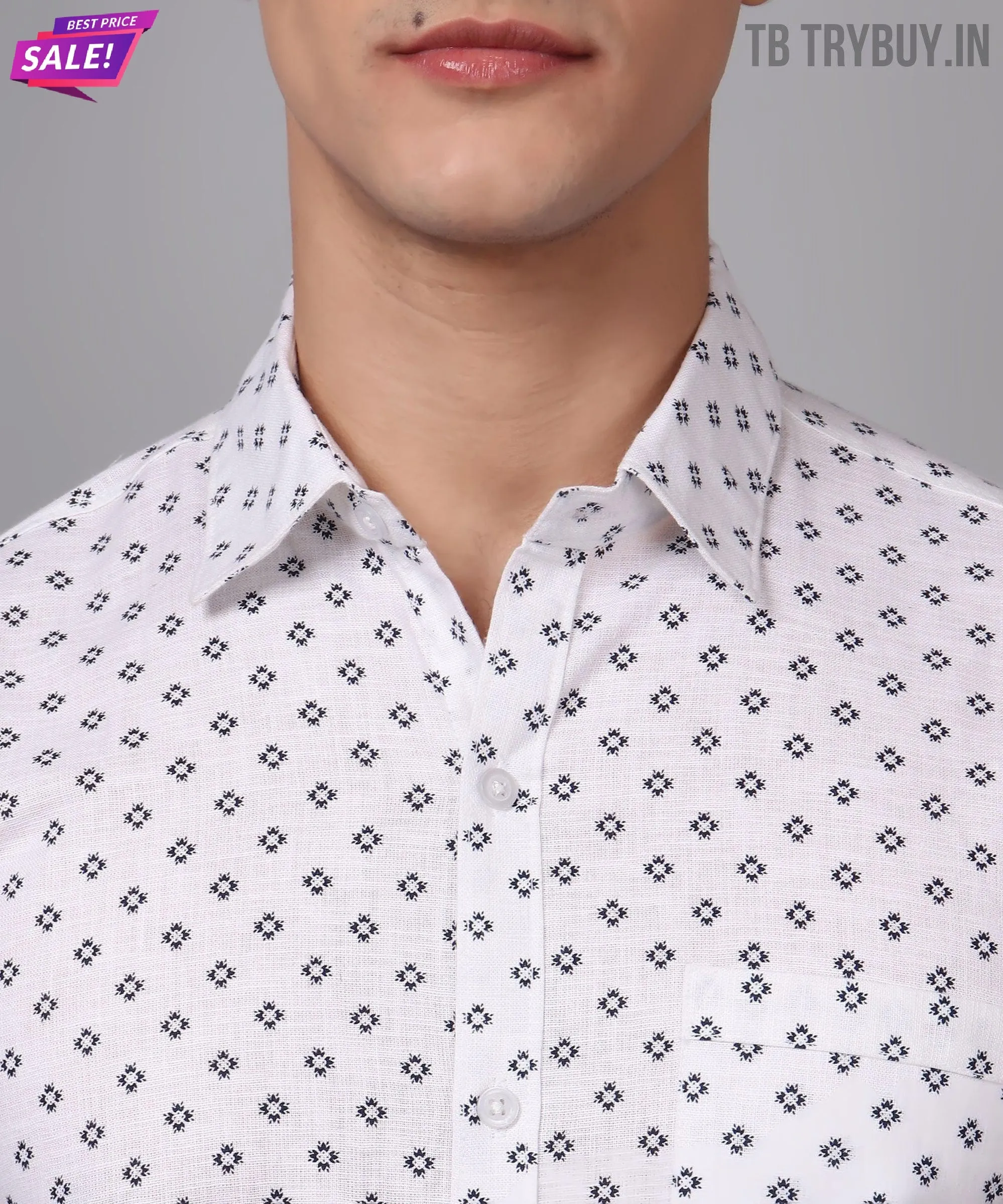 Velam Luxe White Printed Men's Shirt