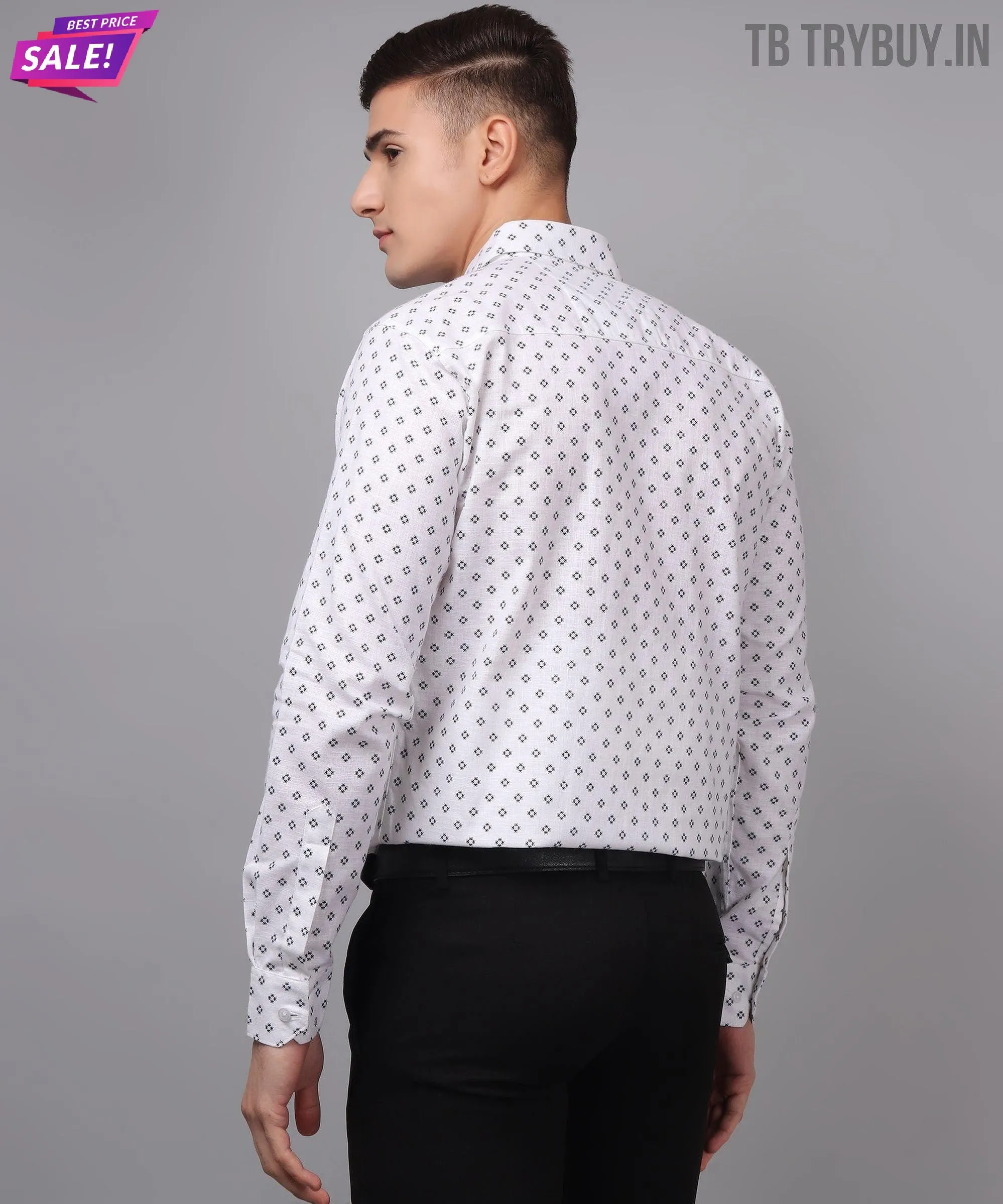 Velam Luxe White Printed Men's Shirt