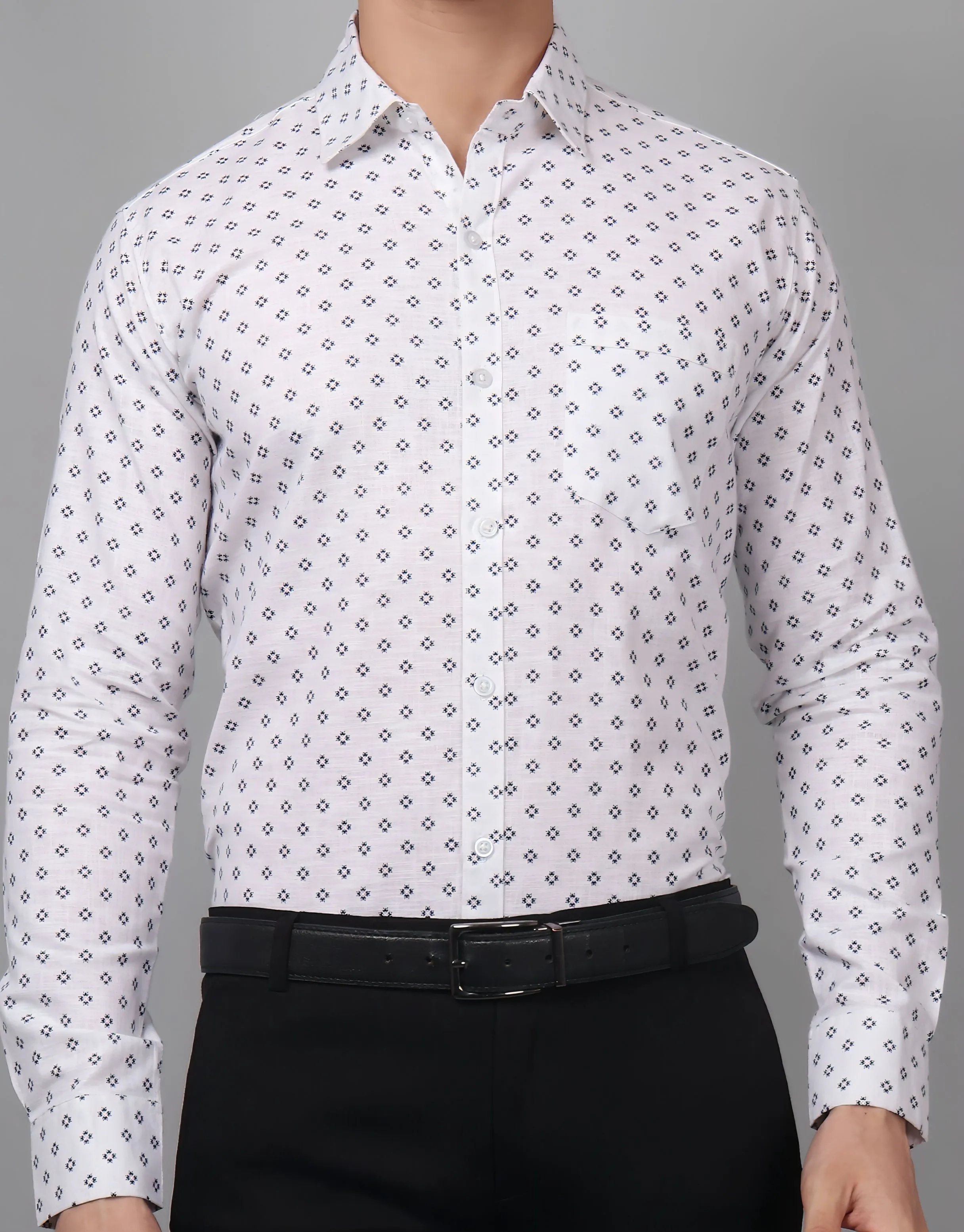 Velam Luxe White Printed Men's Shirt