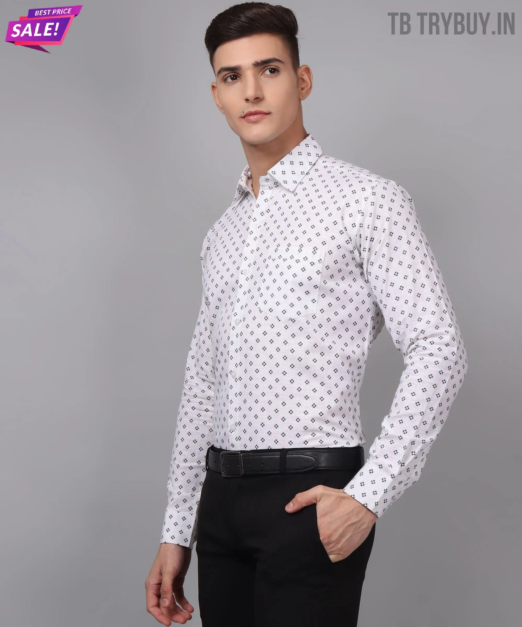 Velam Luxe White Printed Men's Shirt