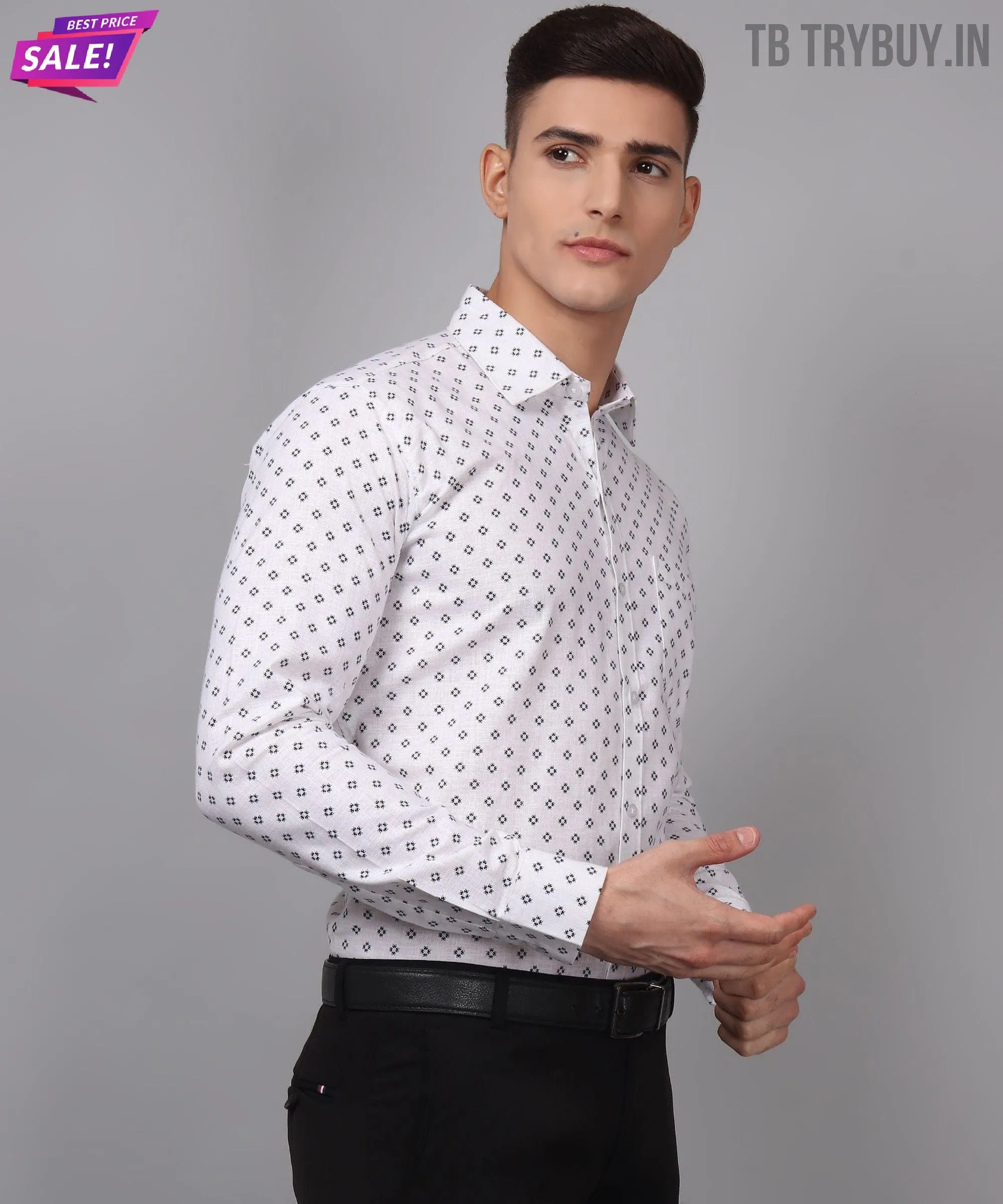Velam Luxe White Printed Men's Shirt